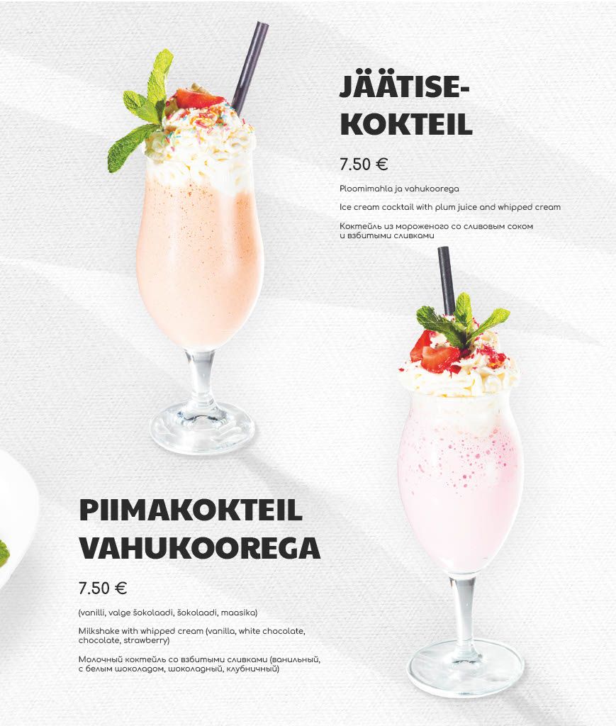 Jäätisevalik, kokteilid